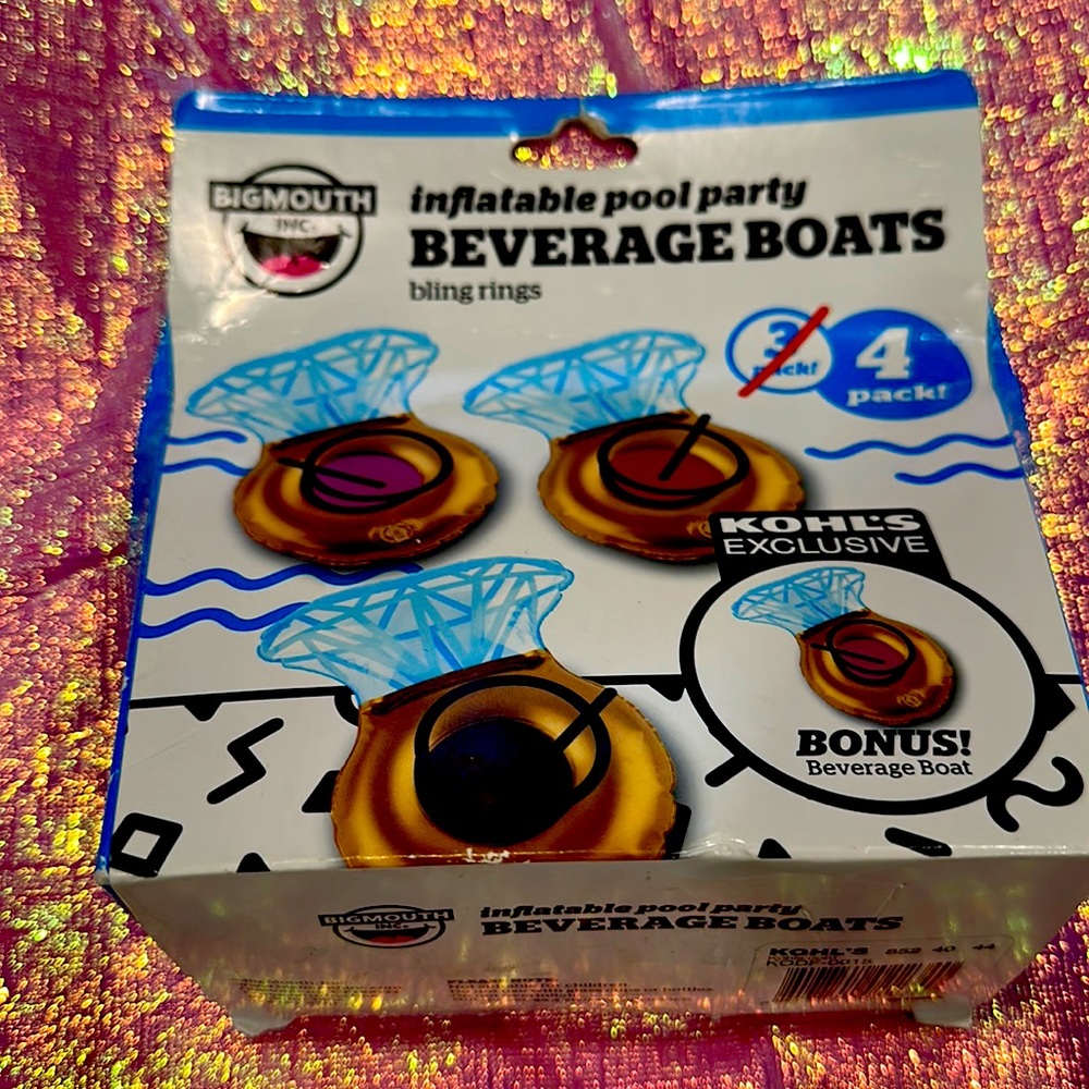 Inflatable pool party beverage boat bling ring bachlorette party decoration new